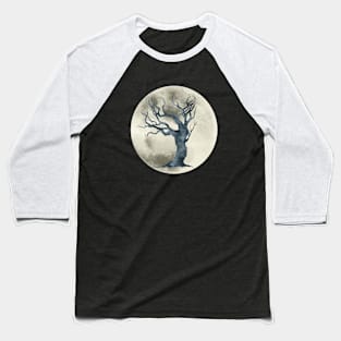 Leaning Haunted Tree Moon Baseball T-Shirt